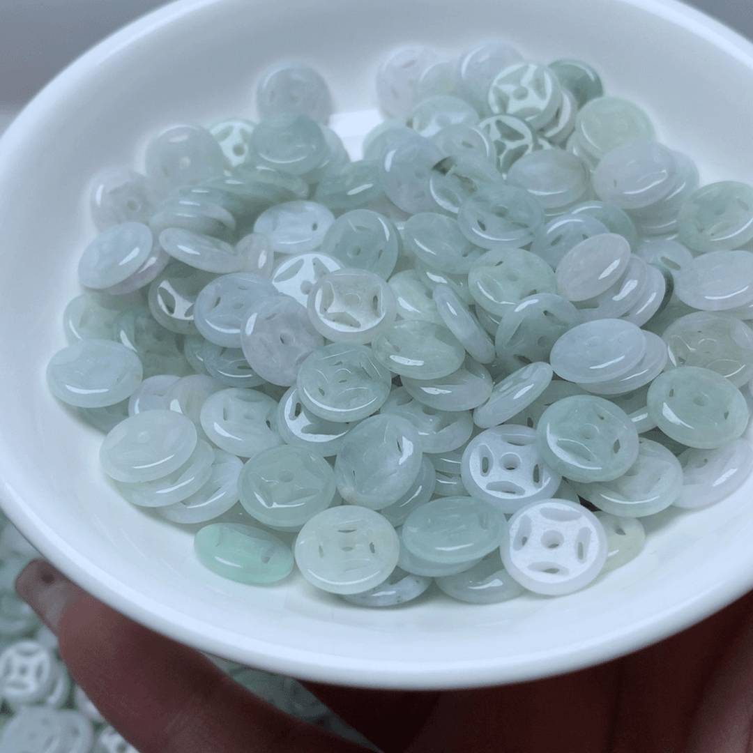 【闪购商品】翡翠手链未镶嵌卡10金钱扣30颗