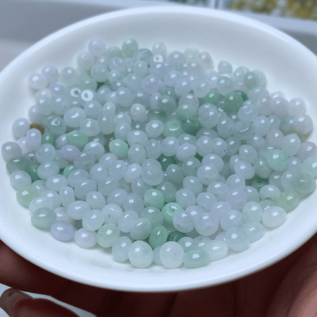 【闪购商品】翡翠手串未镶嵌卡3.9乘5.8冰鼓珠50颗
