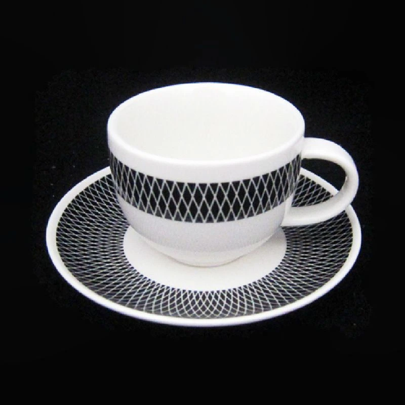 【220ML圆心杯碟(黑色网格)】摩瑟家居玻璃花瓶摆件陶瓷花盆GDXH