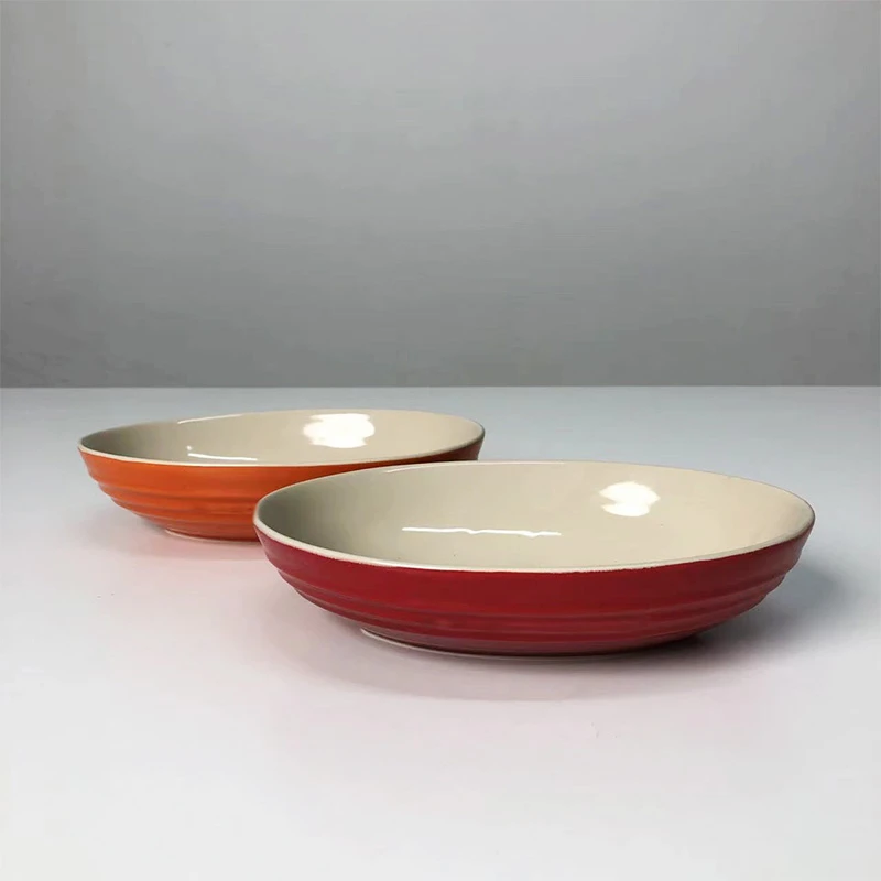 【9寸23cm】摩瑟DP【KC椭圆深盘红橙】YCDF花瓶摆件玻璃陶瓷