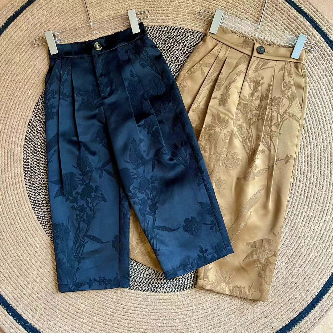 【喜儿定制】秋季新款直筒时尚女童国风复古宽松松紧腰休闲裤女童