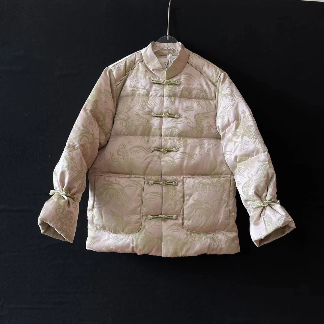 【喜儿定制】秋季新款女孩羽绒服时尚复古双面中式立领保暖中大童