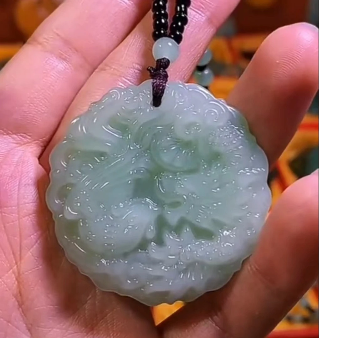 ...时尚饰品浅绿色龙凤呈祥吊坠