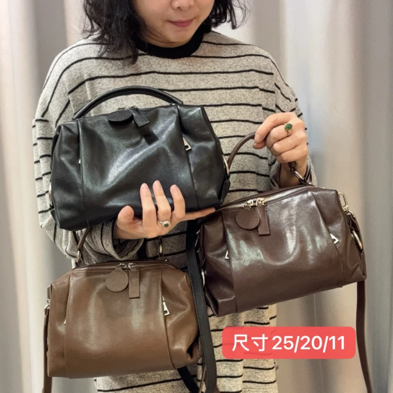 6315牛皮斜挎多隔层休闲手提女包