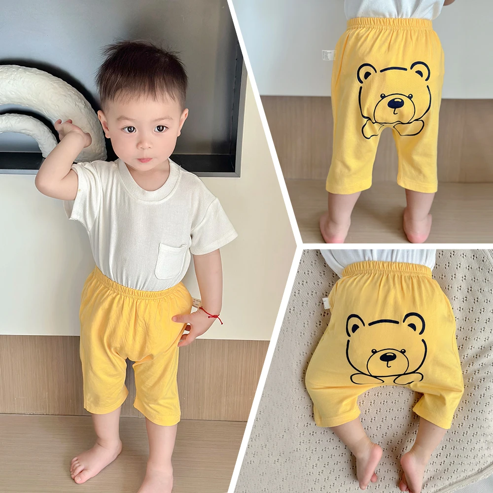 2024新款夏季全棉无骨短裤婴儿大PP男童女宝宝七分裤外穿护膝裤薄