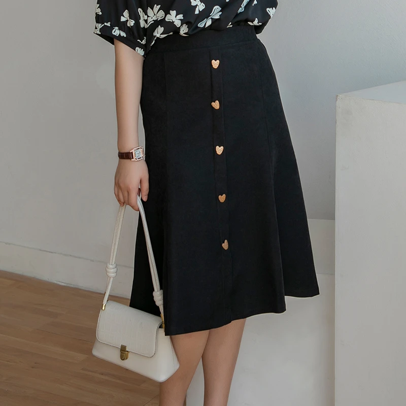 大码女装2023秋季百搭气质中长款开叉高腰a字半身裙 1751