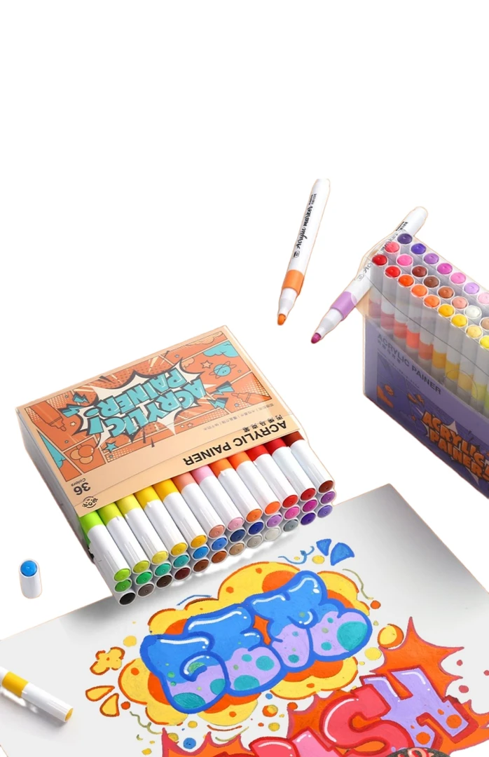 丙烯马克笔儿童学生专用马克笔不透色可叠色水性画画丙烯批发套装