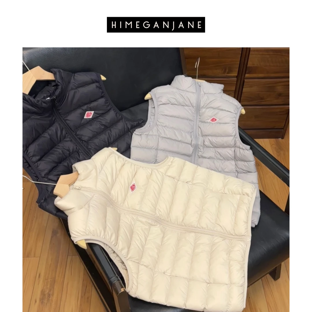 HIMEGANJANE 日系秋冬休闲百搭立领羽绒背心马甲 241119