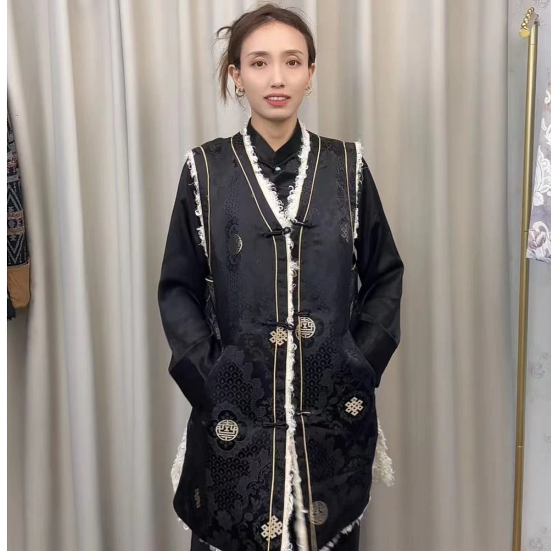 新款冬季女生加绒加厚马甲藏式外套马甲民族服饰