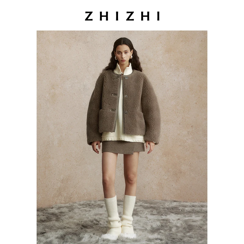 致知 葛浦曲 短款仿皮外套2024冬季新款保暖气质时尚ZZ2DWWEY008