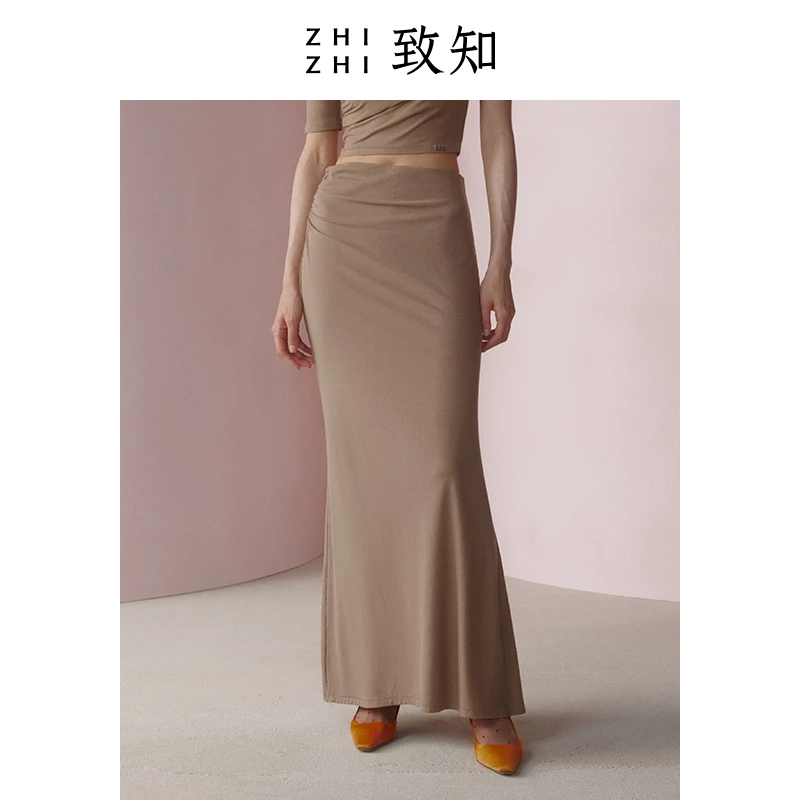 致知击云腰 美式半身裙2024夏季新款气质收腰垂顺包臀ZZ2DMWB6015
