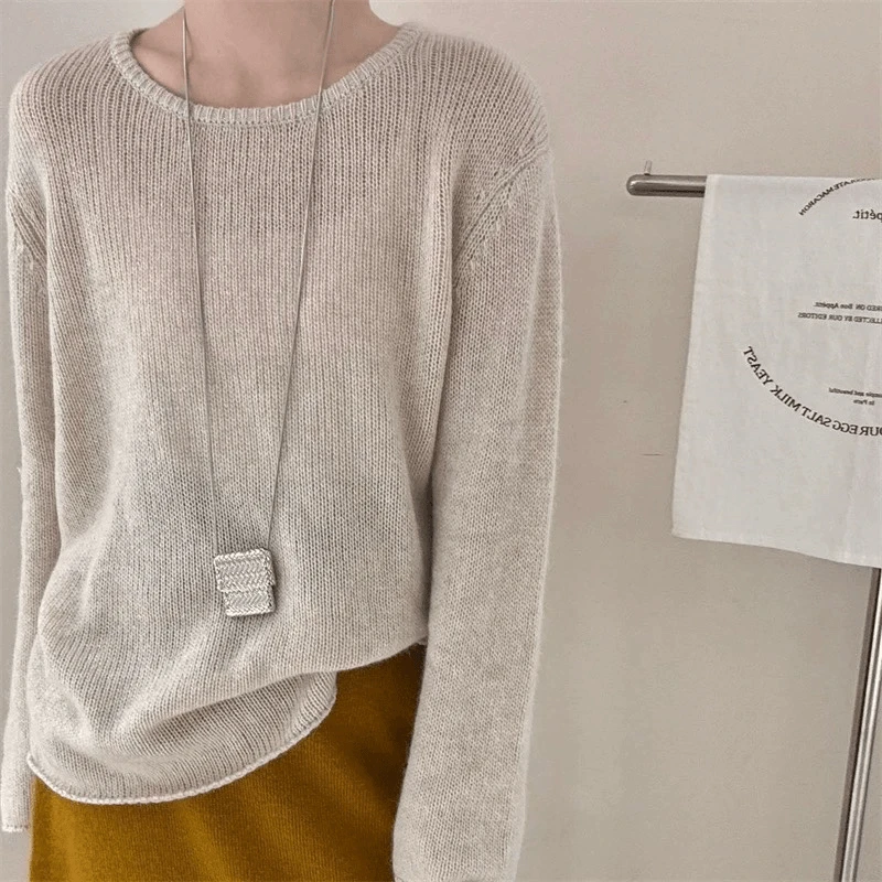 2024年秋冬新款纯色圆领套头纯羊毛衫女装欧洲站软糯舒适针织衫BC