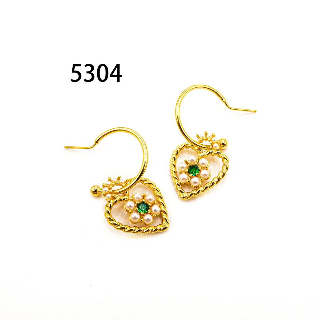 铜合金耳饰 简约镶嵌个性气质耳环小众设计高级感耳饰～5304