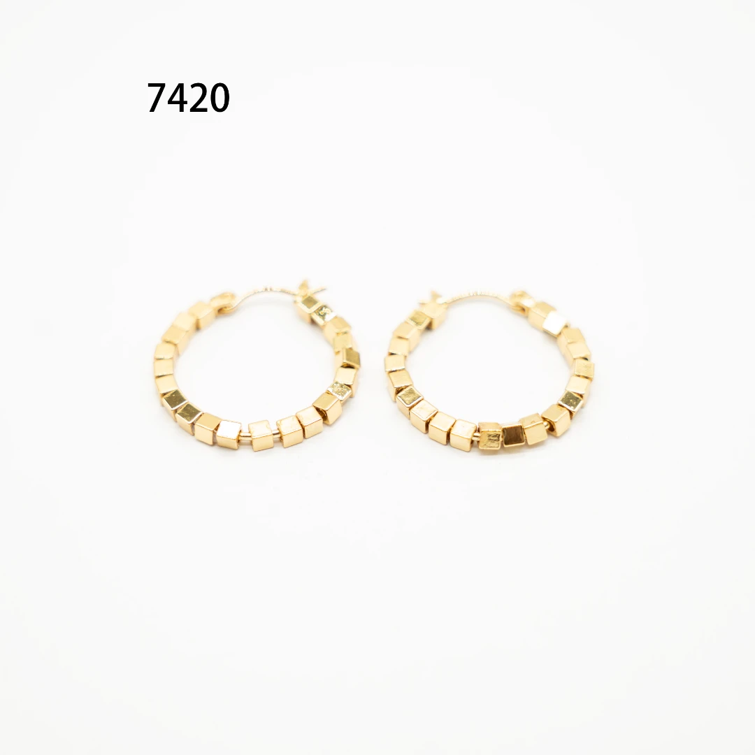 铜合金耳饰 简约镶嵌个性气质耳环小众设计高级感耳钉耳饰～7420