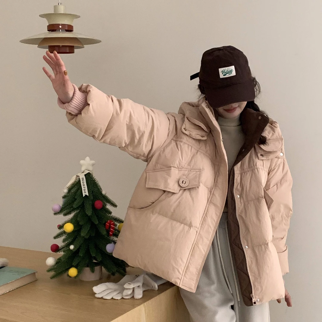 韩版新款减龄白鸭绒羽绒服女连帽保暖减龄冬季加厚高品质正品