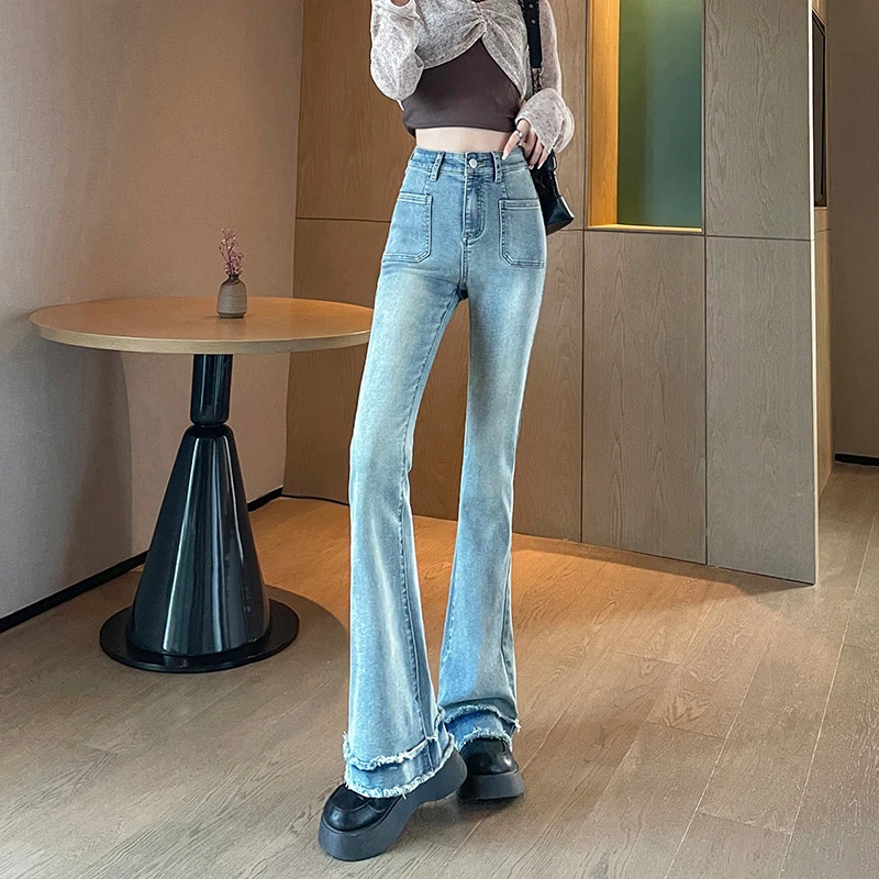 0120辣妹个性喇叭裤秋冬款介意掉色勿拍