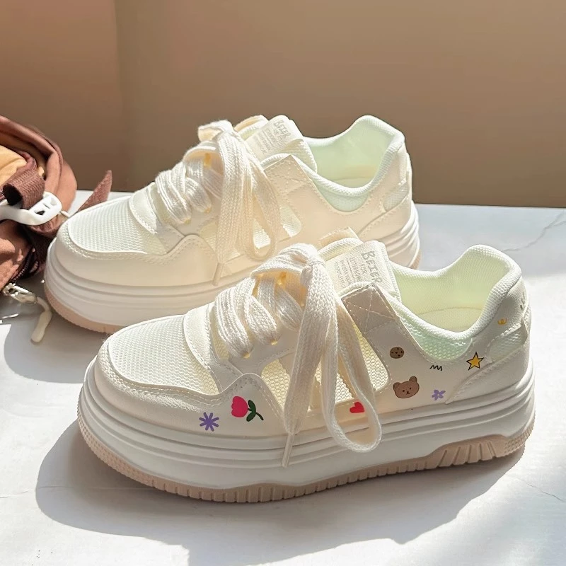 爆款网面小白鞋女夏季新款学生百搭透气厚底ins潮流运动休闲板鞋