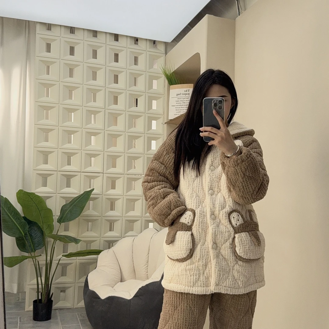 【主播专享】340#MSL女士牛奶绒连帽可外穿家居服套装休闲宽松睡衣