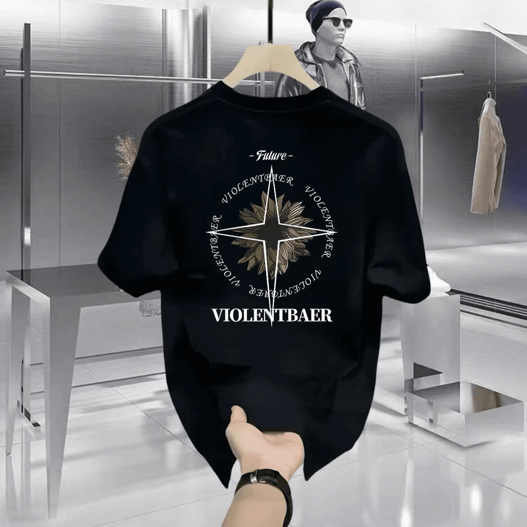 重磅纯棉新款痞帅T恤圆领潮牌宽松夏季韩版2024百搭短袖男士半袖