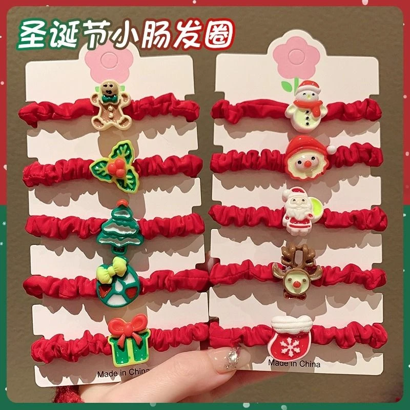 圣诞发圈可爱卡通儿童头绳发饰2023新款高弹力圣诞节皮筋发绳头饰
