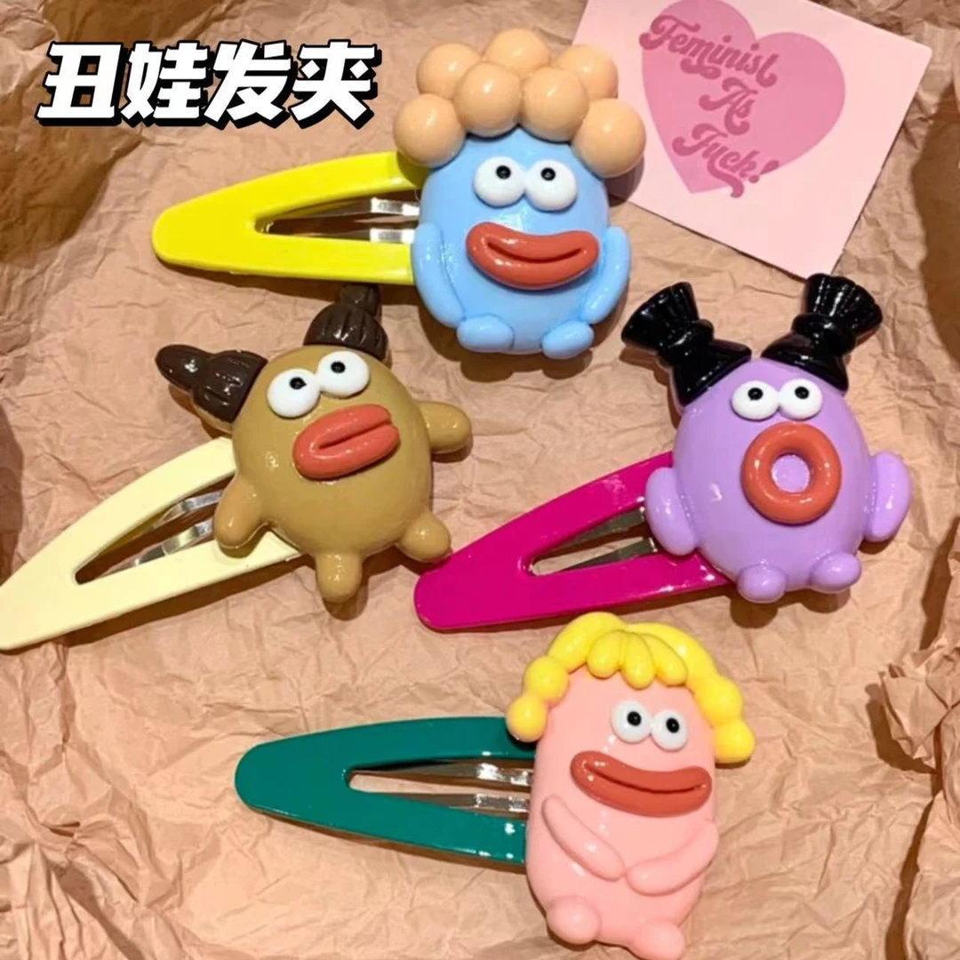 ins丑娃发夹化妆发卡香肠大嘴巴刘海夹边夹可爱卡通夹子少女发饰