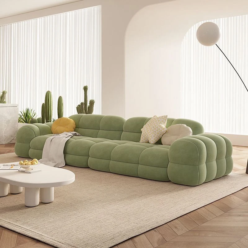 网红奶油风格小户型棉花糖北欧极简风格公寓面包布艺沙发客厅家用