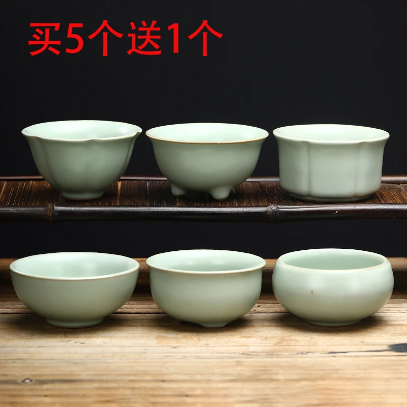 炎之陶手工汝窑功夫茶杯家用陶瓷主人杯高档复古中式冰裂纹品茗杯