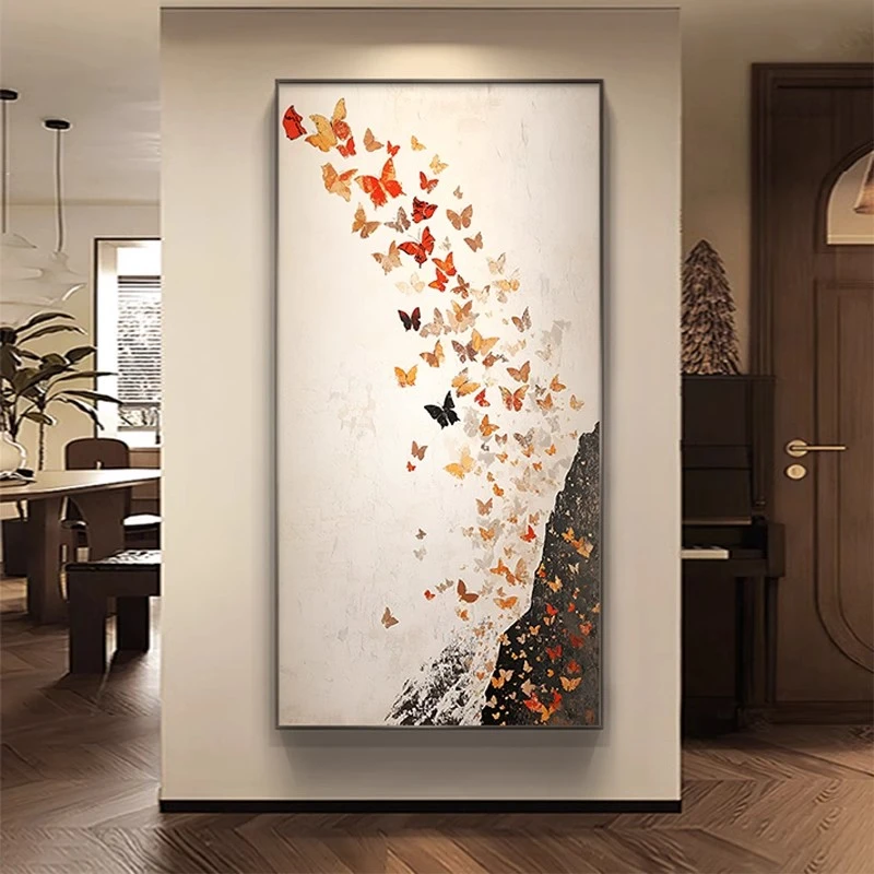 《影碟织梦》挂画法式中古风蝴蝶玄关砂岩装饰画入户玄关砂岩画