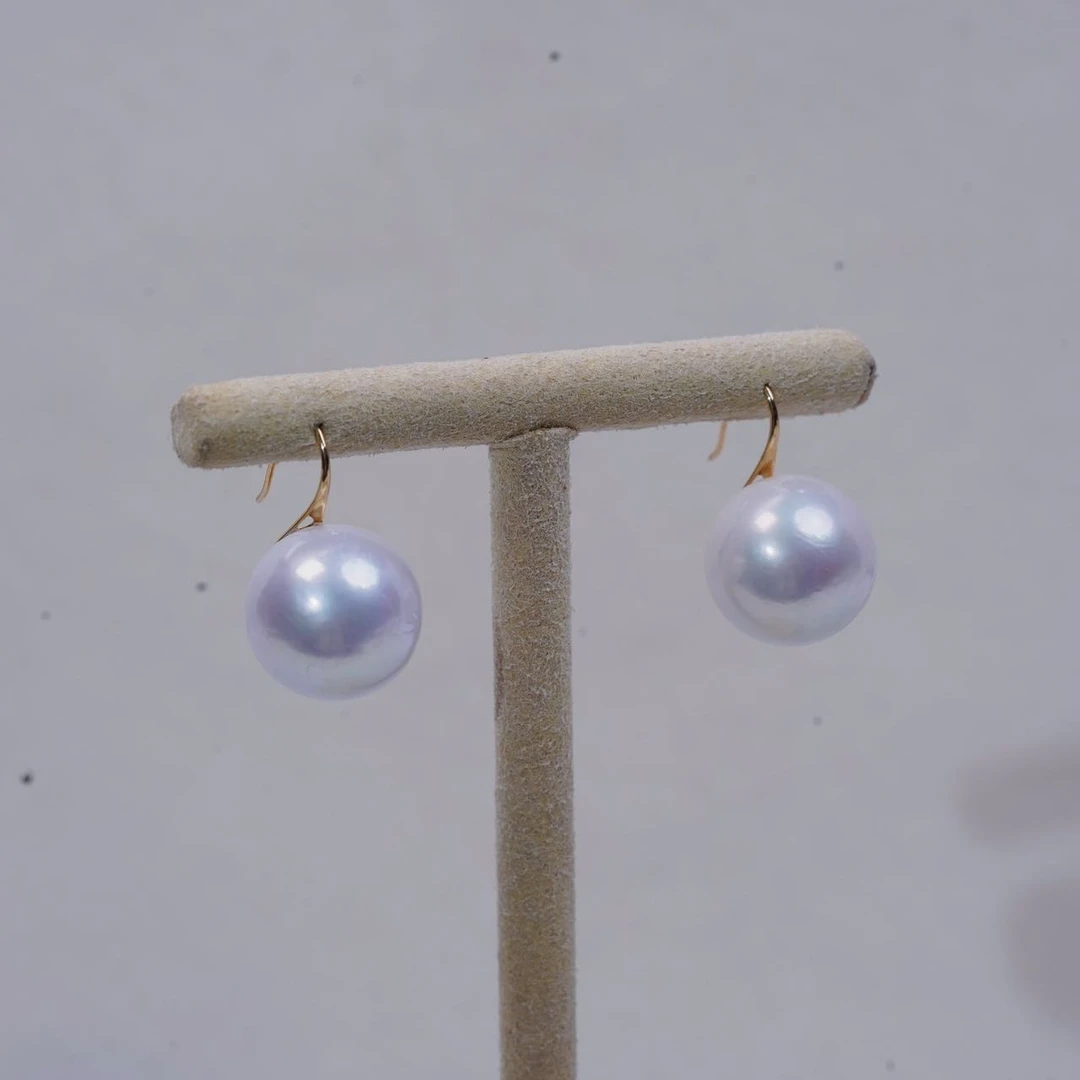 淡水珍珠14-15mm18k高跟鞋耳钩款珍珠耳饰