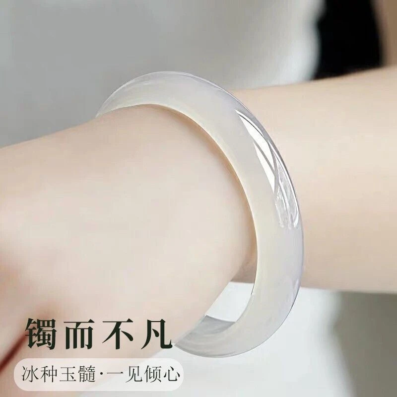 荔枝冻白月光手镯女年轻款冰种玉镯女款古风玉髓生日礼物送女友