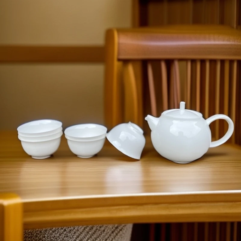 潮州高骨瓷大号灯笼壶200毫升加6个45毫升玉兰杯套装超薄茶壶套装