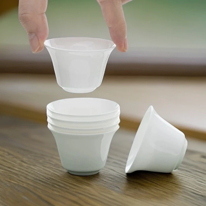 潮汕高骨瓷茶杯马蹄杯容量30毫升工夫茶标准容量薄胎防烫手6只装