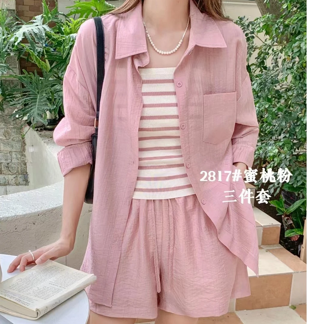 新款凉快宽松百搭休闲气质时尚舒适防晒薄款套装三件套
