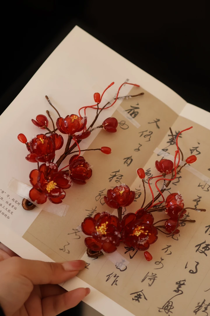 原创（暗香）梅花琉璃簪花发饰汉服配饰古风发饰