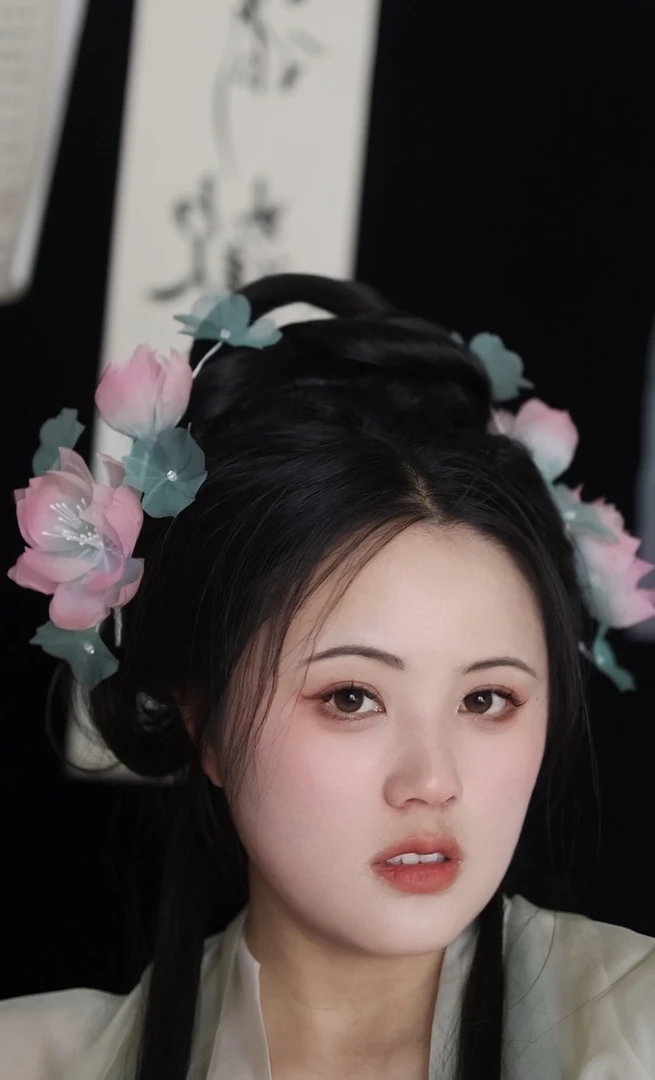 原创(隅有荷华)真丝荷花烫花发饰汉服配饰古风配饰