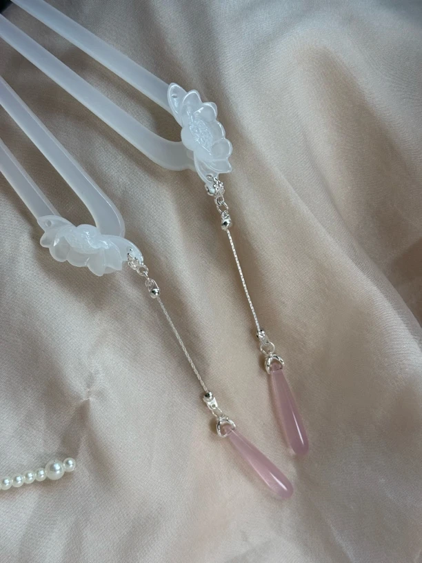 原创（莲玉）仿玉树脂发钗汉服配饰古风发饰