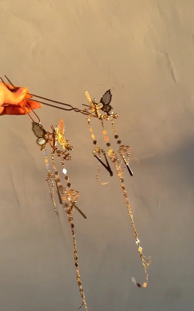 原创（行云思故）会动的蝴蝶发饰流苏发钗汉服配饰古风配饰纯手工