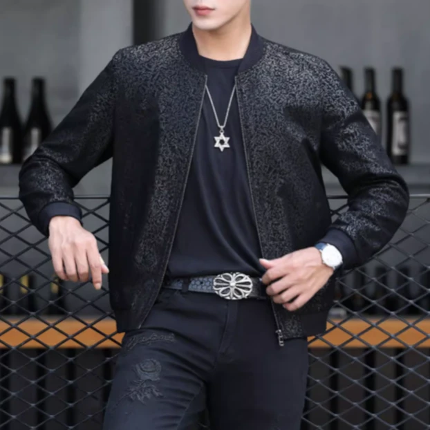 2023新款真皮皮衣男款羊皮皮衣商务休闲男装西服时尚棒球服