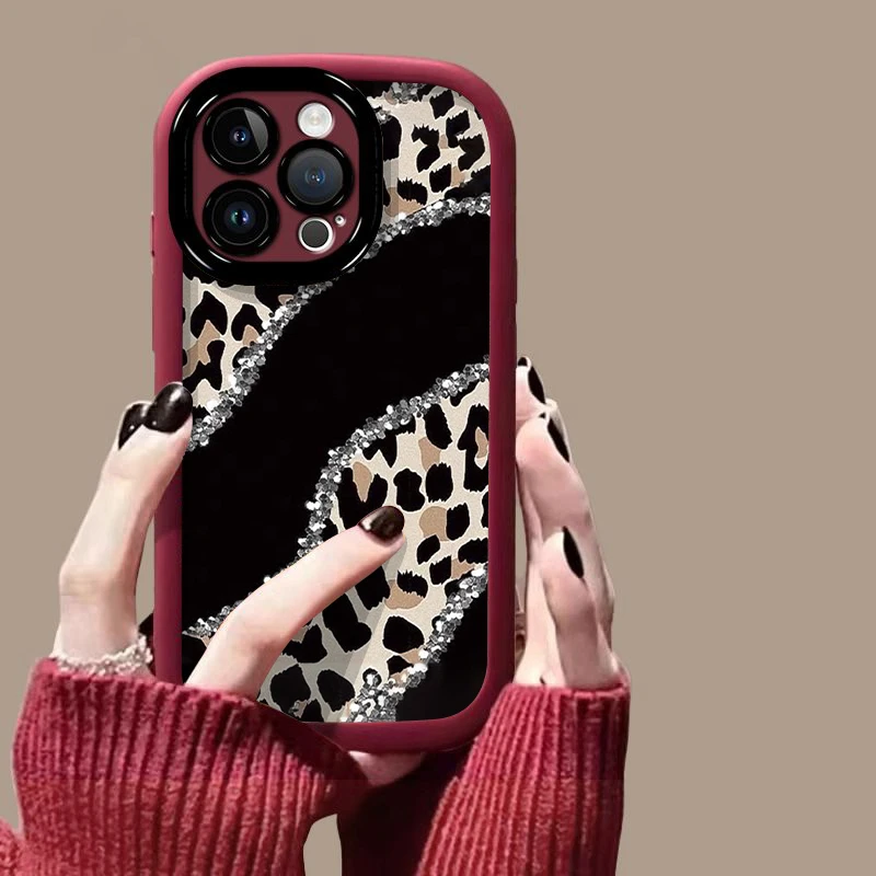 棕白碎钻豹纹适用vivoX200pro手机壳X100女X90pro高级S19泡芙新款