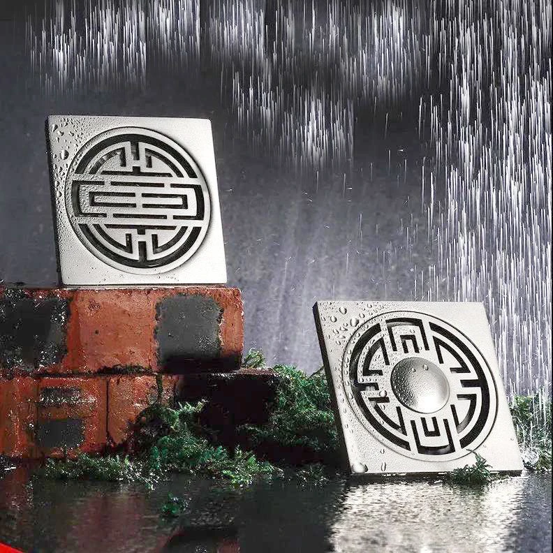 九厘不锈钢正方形新款地漏枪灰色浴室下水道卫生间地漏防虫防臭