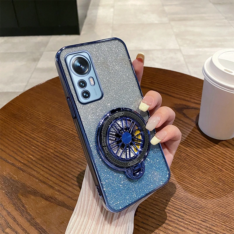 适用小米12手机壳新款闪粉时尚12s软壳xiaomi12x高端旋转陀螺磁吸