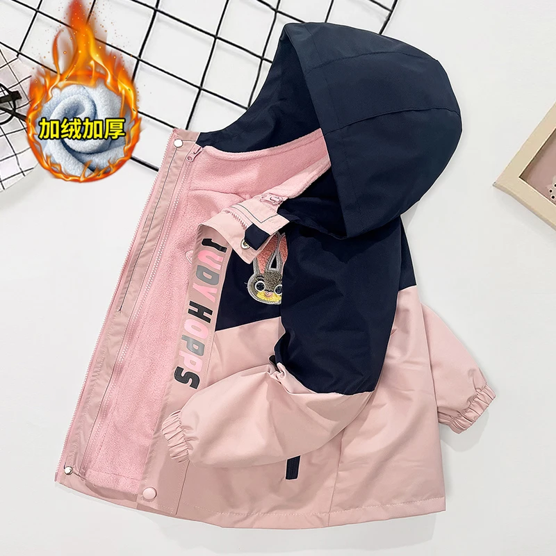 女童户外三合一冲锋外套春秋冬洋气24新款中大童装加厚摇粒绒潮