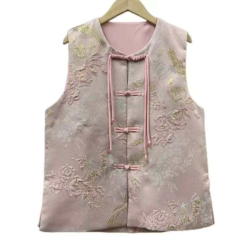 新中式中国风复古无袖绣花女款夏季民族风外穿立领马甲马夹上衣
