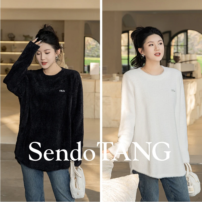 【暖心】萱多家大码女装气质设计感时尚宽松显瘦长袖毛衣