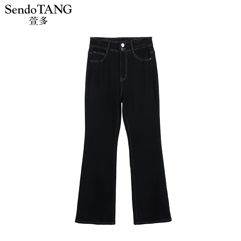 【钟情】萱多家大码女装气质设计感时尚宽松显瘦加绒牛仔长裤