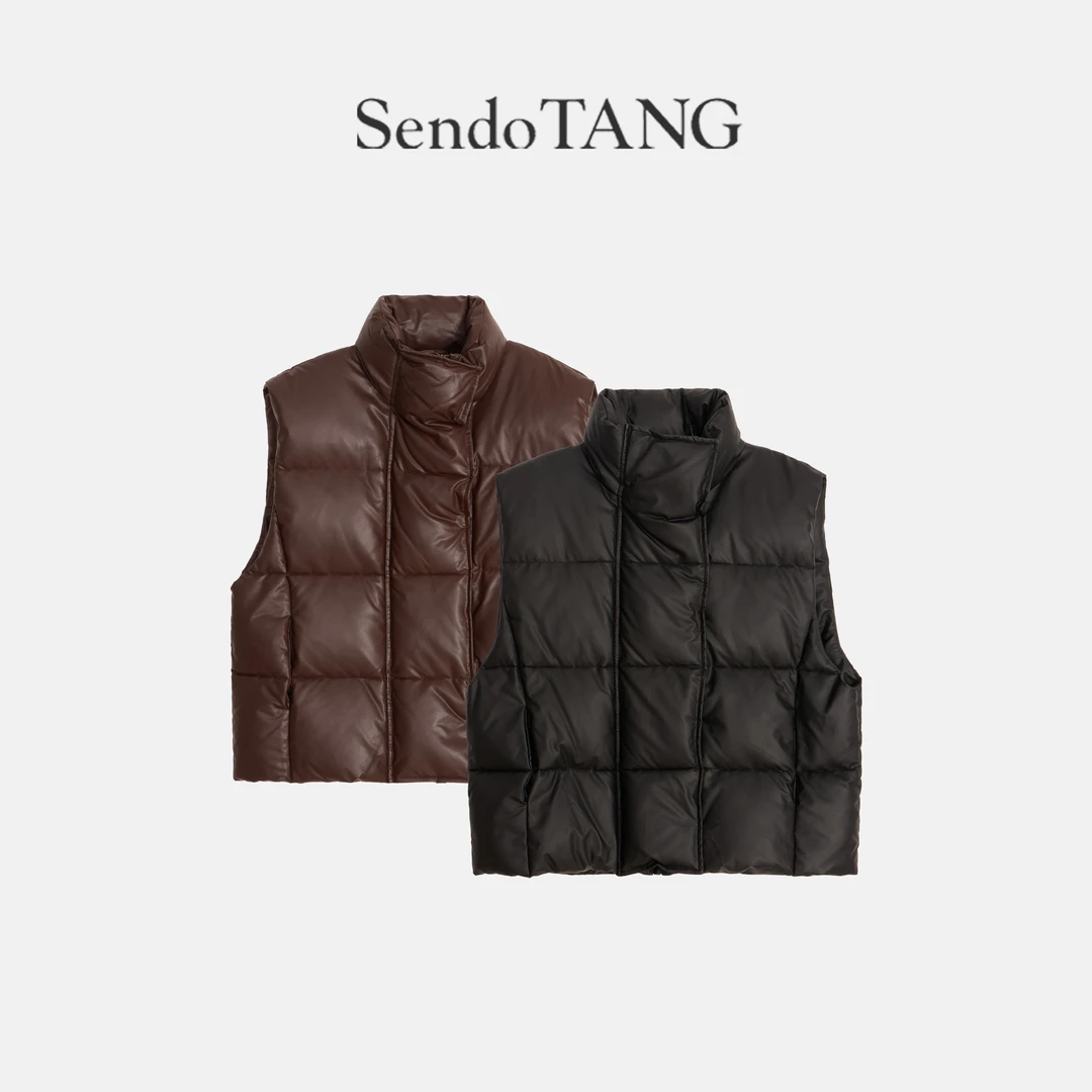 Cancan【拉斐尔】胖多女装新款时尚百搭宽松显瘦PU棉马夹