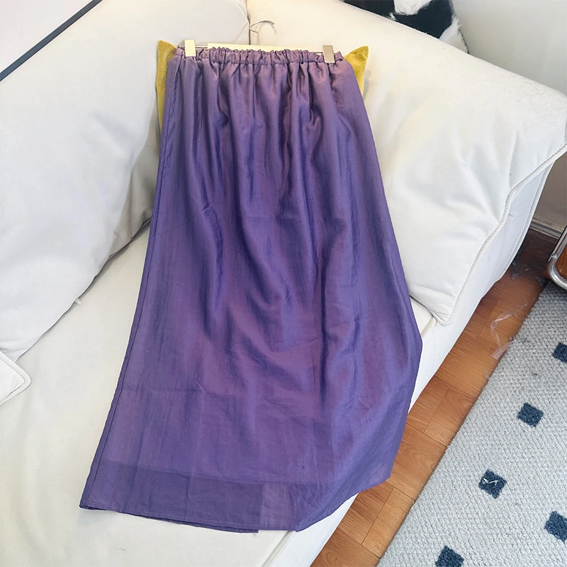 84BQ2079韩系百搭松紧高腰半身裙女夏季新款减龄显瘦中长款裙子