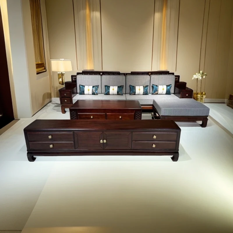 （鸿宇轩实木）MS9#古典新中式实木沙发茶几电视柜方便清洁储物功能