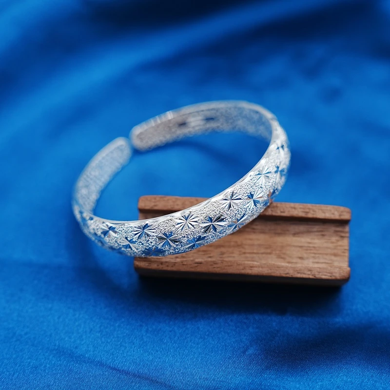 足银手镯 云银雪山 YHA15【满天繁星妈妈镯】999足银43 ±2g