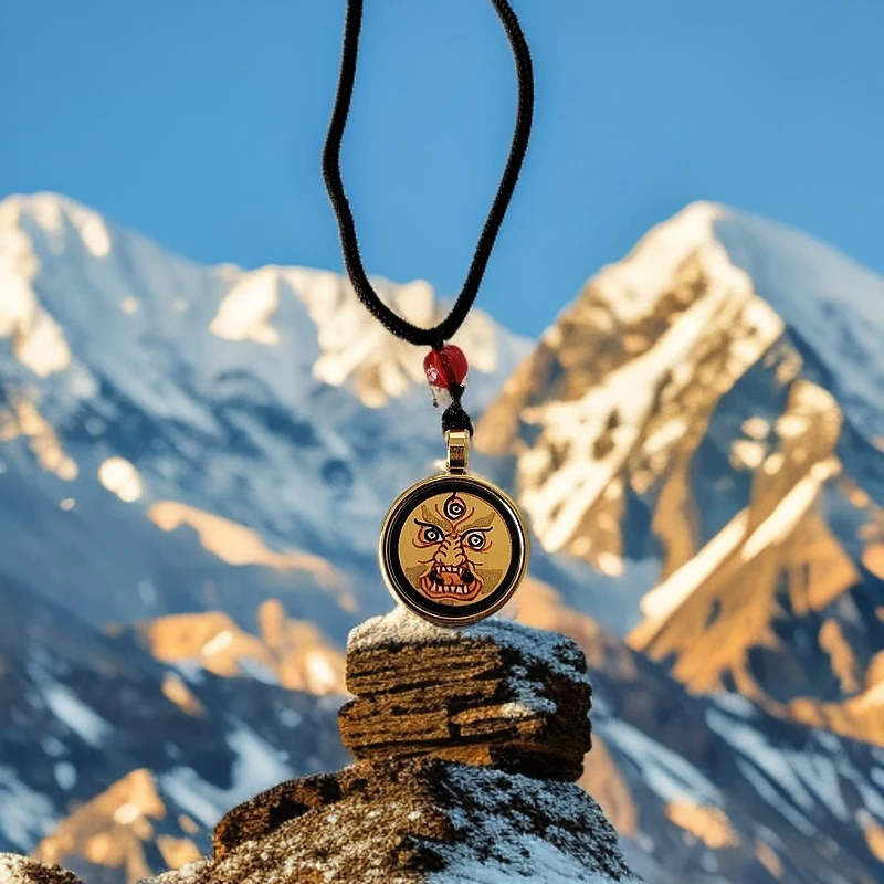 合金吊坠 云银雪山 LSC119【黄财神】纯手绘吊坠